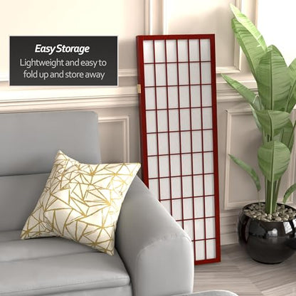 4 ft. Short Window Pane Shoji Screen - Rosewood - 3 Panels - color: Rosewood, size: 3 Panels