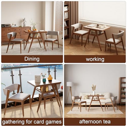 AnywaysWood Solid Wood Outdoor Patio Dining Table Set,3 PCS Bistro Dining Table Set of 2 with upholstered Chairs Patio Conversation Set Stackable Chair and Table Design for Lawn,Deck,Backyard,Walnut - size: 31.5“ x 23.6” x 29.9“