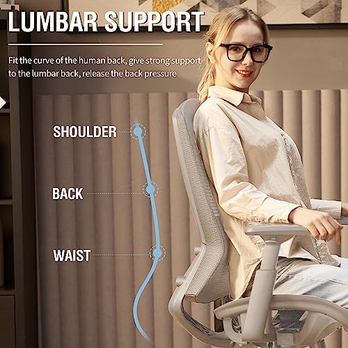 Mesh Office Chair,Ergonomic Computer Desk Chair,Sturdy Task Chair- Adjustable Lumbar Support & Armrests,Tilt Function,Comfort Wide Seat,Swivel Home Office Chair (Grey Frame Grey Mesh) - color: Grey Frame Grey Mesh
