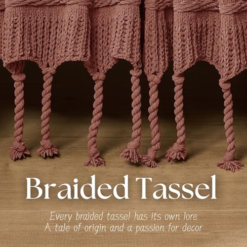 Boho Knitted Chenille Blanket with Tassels - Lightweight & Soft All-Season Throw - 3D Classic Pattern for Living Room Bedroom Couch, Clay Brown, Queen 90"x90" - color: Clay Brown, size: Queen