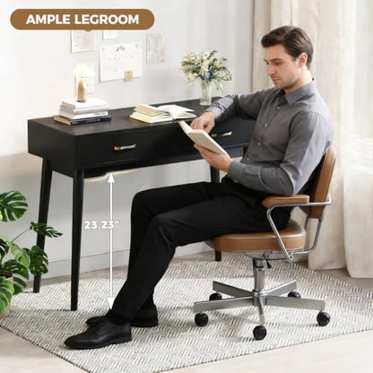 FUNKOCO Black Small Vanity Desk with Drawers, 40 Inch Simple Writing Desk | Vanity Desk No Mirror with 4 Solid Legs, Modern Computer Desk for Small Spaces, Home Office, Study - color: Black
