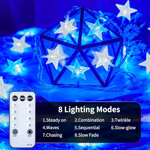 Minetom Star String Lights - color: Blue - 33ft