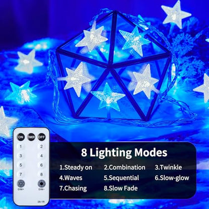 Minetom Star String Lights - color: Blue - 33ft