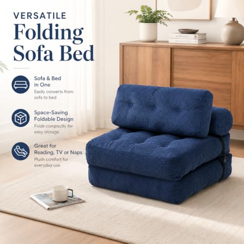 Blue Convertible Sofa Bed Folding Sofa Bed Sleeper Chair Couch Beds, Comfy Floor Beds with Pillow and Back Support, Small Couch for Bedroom, Living Room Bedroom - color: Blue