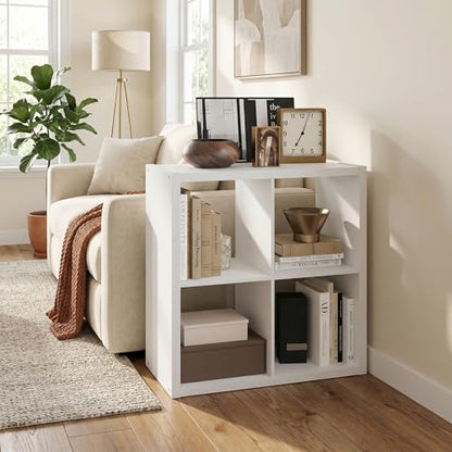 4-Cube Bookshelf, Cubicle Shelf Bookcase with Open Back, Position Reversible Book Shelf, 15 x 30 x 30, for Home Office, Living Room, White - color: White, size: 4 Cube