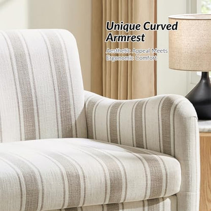 HULALA HOME 50.5" Loveseat Sofa with Stripe Pattern, 2 Seater Sofa, Tan | Farmhouse Comfy Upholstered Small Couch, with Solid Wood Spindle Legs and Rolled Wide Armrests, for Living Room Bedroom - color: Tan, size: 2-Seater Loveseat