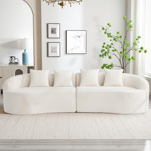 110" Boneless 4 Seater Sectional Sofa, Chenille Oversized Curved Cloud Couch, Modern 4-Seater Deep Seat Couches for Living Room, No Assembly, Beige - color: Beige, size: 4-Seater Sofa
