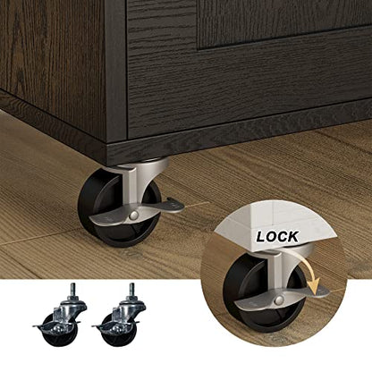 IRONCK Kitchen Island with Storage, Charging Station and Drop Leaf, Black | Wheels, Drawers, Open Shelves, Drawer Storage, Everyday Home Use - color: Black