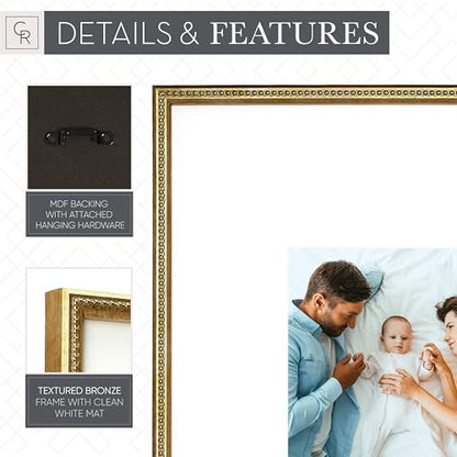 Arcadia Gallery Wall Frame Set, 16x20 and 16x16 Inch Matted Frames, 8 Piece, Brass - color: Brass