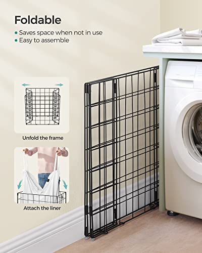 SONGMICS Laundry Hamper, Collapsible, 29 Gal. (110L) | Laundry Basket, Clothes Hamper, White and Black, STOUT Collection ULCB111W01 - color: Cream White, size: 110 L