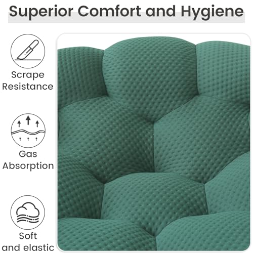 Modular Sectional Sofa,Bubble Couch Set,1 Seater+ Ottoman,Modern Upholstered Bean Bag Sofa Couch Mesh Fabric Lazy Floor Chair Living Roon Sets (Green) - color: Green, size: 48"+42"