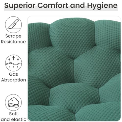 Modular Sectional Sofa,Bubble Couch Set,1 Seater+ Ottoman,Modern Upholstered Bean Bag Sofa Couch Mesh Fabric Lazy Floor Chair Living Roon Sets (Green) - color: Green, size: 48"+42"