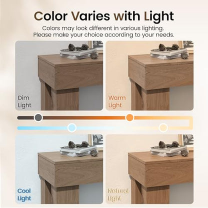 Apicizon 63" Long Console Table for Entryway with LED Light, Farmhouse Wooden Sofa Table Behind Couch, Narrow Entry Way Table for Living Room, Hallway, Entrance, Foyer, Brown - color: Light Brown