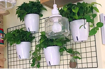 5 Pack Visible Water Level Self Watering Planter with Inner Pot,Hanging Planters,Wall Mounted Plants Holder,Small Flower pots Indoor Out Flowerpot with 5 Hooks for All House Plants (White) - size: 4.25 Inch