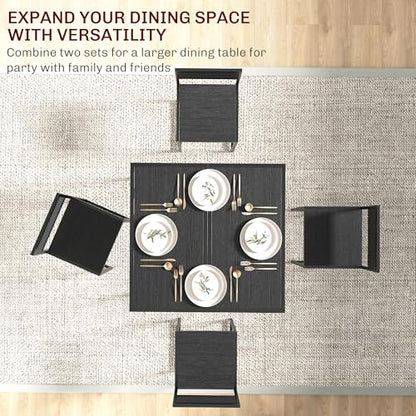 HOMCOM Small Dining Table Set for 2 Compact for Small Spaces, Black | Kitchen Table and Chairs Set, Compact Dining Sets, Breakfast Nook - color: Black