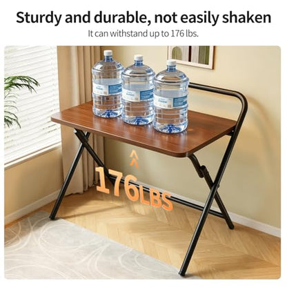 Folding Desk, Small Foldable Computer Desk, Small Table | No Assembly Required,Foldable,24 x 16 Inch,Dark Brown,Suitable for studying&working or dining - color: Dark Brown