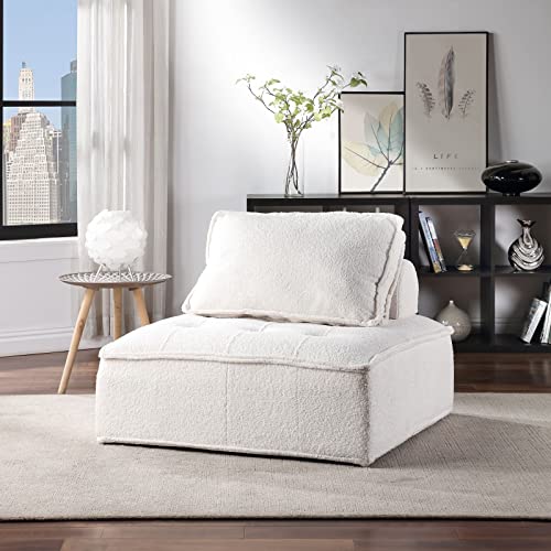 KEVINSPACE 41.3" Modular Sectional Sofa Couch, Armless Floor Chair with Black Legs and Pillow, Fabric Convertible Sofa, Variable Sectional Sofa for Living Room, Free Combination Gray White - color: 41.3" White