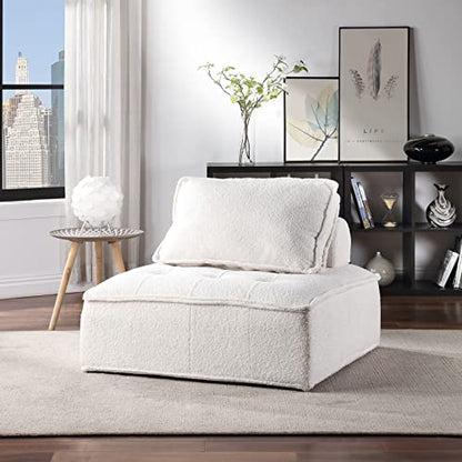 KEVINSPACE 41.3" Modular Sectional Sofa Couch, Armless Floor Chair with Black Legs and Pillow, Fabric Convertible Sofa, Variable Sectional Sofa for Living Room, Free Combination Gray White - color: 41.3" White