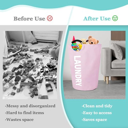WOOHA 125L Large laundry basket,Collapsible laundry hamper, Tall Clothes Baskets Folding Washing Bin Foldable Fabric Hamper Bags for Bedroom, Closet,Bathroom,College,laundry bag,pink - color: Pink, size: 125L-XXXL