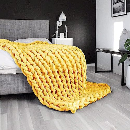 Giant Arm Knitting Chunky Yarn Yellow 0.55 lb,Super Soft Tubular Weight Jumbo Ya rn,DIY Crochet Hand Knitting Thick Yar n for Blanket,Pet-Bed, Pillow,Handbag - color: Lemon Yellow, size: 0.55lb