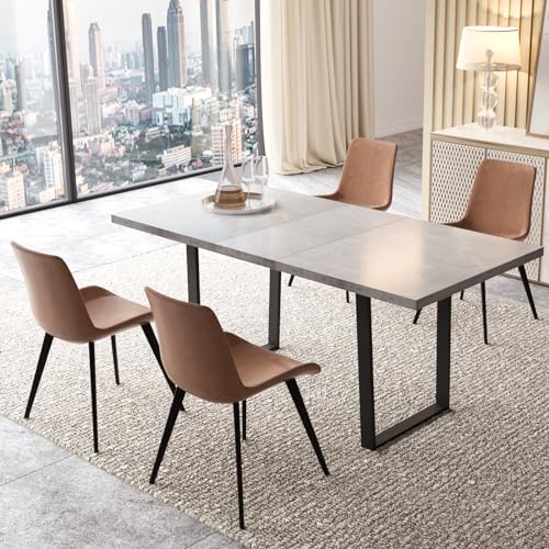 Mid-Century Extendable Dining Table Set, 51"-67", 6 Upholstered Chairs - color: Table + 4 Brown Chairs, size: 51"-67"