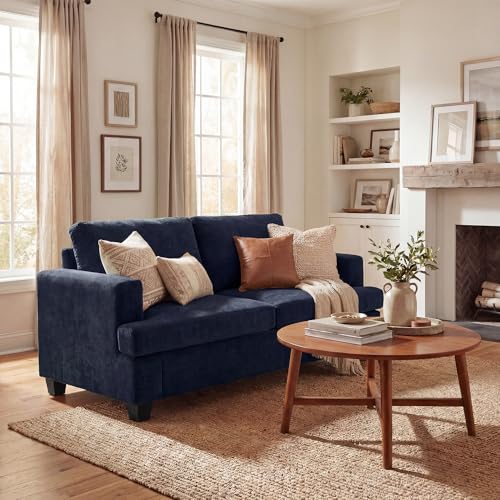 YOUDENOVA Sofa, 63” Comfy Loveseat Sofa with Deep Seats, Couch for Living Room, Modern Sleeper Couch, Navy Chenille - color: Blue Chenille, size: 63" Loveseat