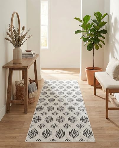Rugs.com - Sabrina Soto Casa Rug – 6 Ft Runner Black Cotton Textured Rug Modern Hallway Runner for Entryways and Bedrooms - color: Black, size: 2'3" x 6' (Runner)