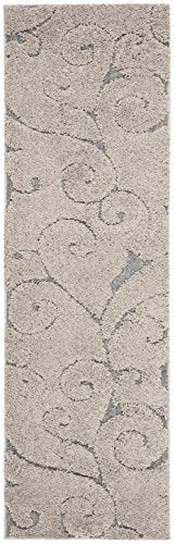 SAFAVIEH Florida Shag Collection Runner Rug - 2'3" x 7', Grey & Light Blue, Scroll Design, Non-Shedding & Easy to Clean, High-Low Plush Pile, Ideal for Bedroom, Foyer, Hallway (SG455-1160) - color: Grey/Light Blue, size: 2'3" x 7' (Runner)