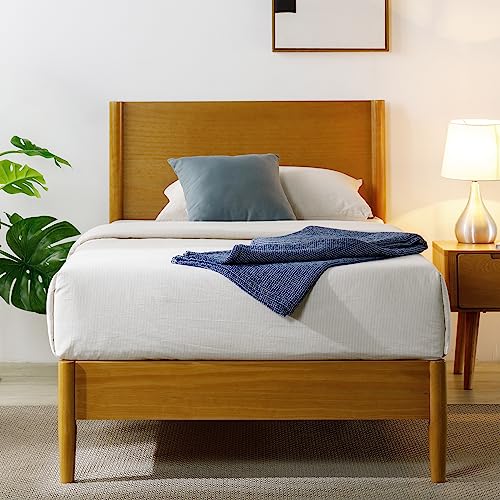 Zinus Allen Mid Century Wood Platform Bed Frame, Twin - color: Natural, size: Twin