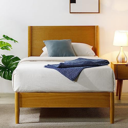 Zinus Allen Mid Century Wood Platform Bed Frame, Twin - color: Natural, size: Twin