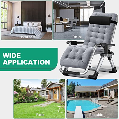 Comfy Folding Chair, Folding Lounge Chair with Cushion, Reclining Chair - color: Medium Grey