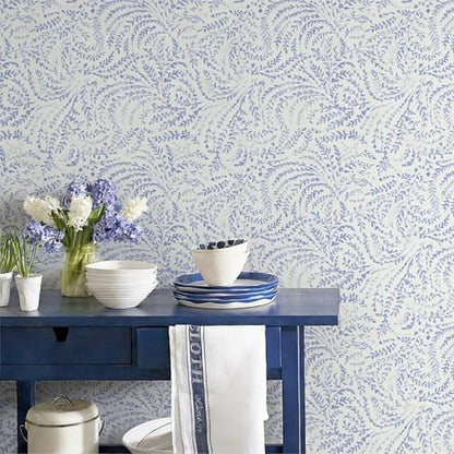 Peel and Stick Wallpaper Boho Blue Contact Paper Modern Botanical Wall Paper Waterproof Self Adhesive Removable Wallpaper for Bathroom Bedroom Kitchen Living Room Vinyl 17.3"x78.7" - color: Blue Purple, size: 17.3" x 78.7"