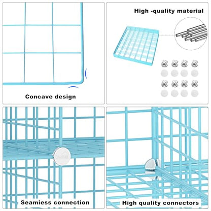 C&AHOME Wire Cube Storage, 12 - Cube Organizer Metal C Grids, Closet, Blue | Modular Shelves Units Storage Bins Shelving Bookshelf Shelf Cabinet - color: Blue