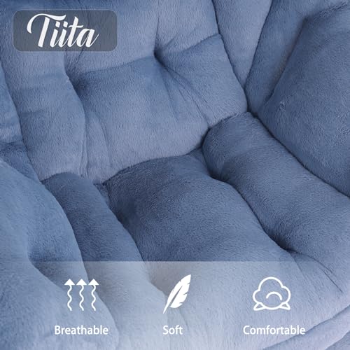 Lazy Chair with Ottoman, Comfy Reading Accent Chair, Plush Light Blue | Foldable Footrest, Padded Seat and Backrest, Side Pocket for Lounging in Living Rooms, Bedrooms, Dorms and Small Spaces - color: Plush-light Blue