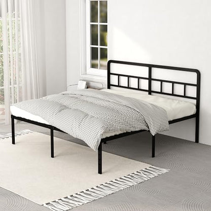 DiaOutro 18 Inch King Bed Frame with Headboard Metal Platform, Black | Heavy Duty Bed For Kids Adults, Steel Slat Supports No Box Spring Needed, Easy Assembly, Noise Free - size: King, style: 18 Inch