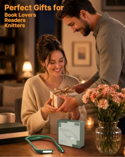 Neck Reading Light, 80-hr Lasting Rechargeable Book Light Wide Lamp | 3 Color Stepless Dimming Neck Light,Bright Dual Lamps, Wearable, Bendable Arms Booklight, Knitting Crochet Accessories Crafts - color: Green