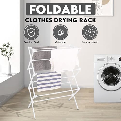 ZOES HOMEWARE 2026 Enhanced Clothes Drying Rack | Foldable Drying Rack Clothing for Laundry | Small Collapsible Portable Dryers for Laundry | Use for Indoor & Outdoor | White 37.5"x29"x12" | 2026 Enhanced Small Collapsible Portable Dryers for Laundry | Us