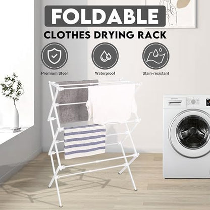 ZOES HOMEWARE 2026 Enhanced Clothes Drying Rack | Foldable Drying Rack Clothing for Laundry | Small Collapsible Portable Dryers for Laundry | Use for Indoor & Outdoor | White 37.5"x29"x12" | 2026 Enhanced Small Collapsible Portable Dryers for Laundry | Us
