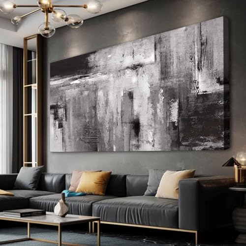 XIANSHOU Black Abstract Wall Art Living Room Decor Painting 29"x 58" White Abstract Graffiti Wall Decorations for Bedroom Kitchen Dining Room Office - color: Black, size: 58"L x 29"W