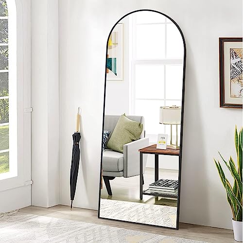 BEAUTYPEAK 65"x24" Full Length Mirror, Arch Full Body Floor Mirror, Wall Mirrors Hanging or Leaning Arched-Top with Stand for Bedroom, Dressing Room, Black | Full Body Arched Mirror with Standing, Leaning or Wall-Mounted for Wall, Ideal for Bedroom, Dress