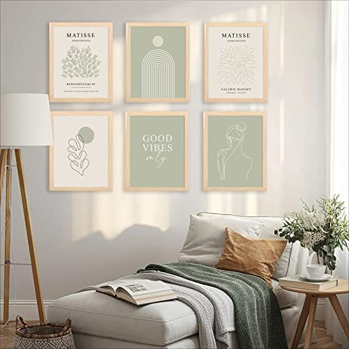 Salbeigrün Matisse Wandkunstdrucke Gerahmt, Abstrakte Matisse Wandkunst Ausstellung Poster, Galerie W. Alle Dekorationen (20.3x25.4 cm, gerahmt) - color: Gold, size: 8x10 inch