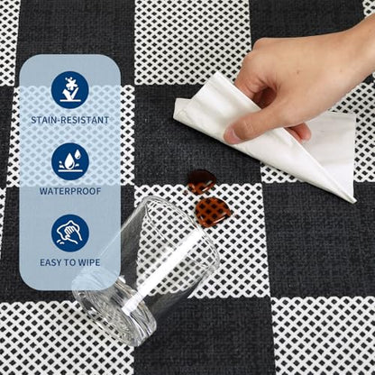 GarveeHome Checkered Black White 2x6 Washable Low-Pile Kitchen Runner Rug | Non-Slip Black and White Stain Resistant Rug for Kitchen Entryway Bedroom Bathroom Geometric Modern Rug TPE Backing - color: Dark, size: 2' x 6' (Rectangular)
