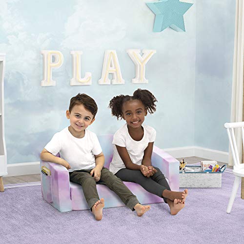 Delta Children Cozee 2-in-1 Sofa, 2-Seater Convertible Toddler Couch Sleeper, Wide 2-in-1 Flip Open Foam Chair for Playroom, Pet-Friendly, Bed Lounger, Comfy Play Sleeping Lounge Chair, Pink Tie Dye - color: Pink Tie Dye