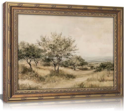 Vintage Gold Framed Olive Tree Landscape Wall Art - Retro Country Farmhouse Canvas Prints, Rustic Nature Scene Painting Prints Artwork for Living Room Bedroom Dining Room Decor，9x11in - color: Olive Tree, size: 11"L x 9"W