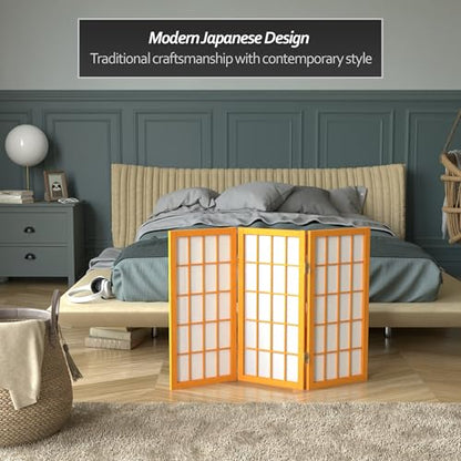 2 ft. Short Desktop Window Pane Shoji Screen - Honey - 3 Panels - color: Honey, size: 3 Panel