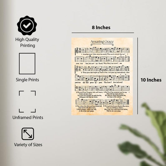 ALPINE INK CO. Sacred Music Poster - Vintage Hymn Sheet Illustration Wall Decor - Spiritual Room Decor for Home Office - Trendy Faith Inspired Artwork - 8x10 Unframed Print - color: Style-08, size: 8"L x 10"W
