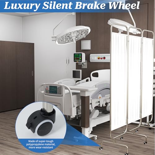 3-Panel Medical Privacy Screen on Wheels, Portable Medical Screen | Indoor Room Privacy Screen Divider, Stainless Steel Contruction, Folds Easy for Storage - size: 3-Panel