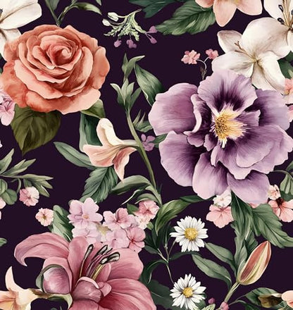 Dark Rose Peel and Stick Wallpaper 17.5" x 118",Purple | Self Adhesive/Removable/Waterproof/Thick Vinyl Contact Paper for Bathroom Bedroom Shelf Cabinet Drawer,Prepasted,Easy Peel - color: Red&Purple, size: 118" x 17.5"