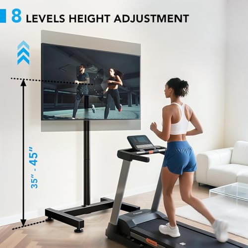 TV Floor Stand for 13-50 inch Screens Holds up to 77lbs, Tilting and Height Adjustable Monitor Floor Stand Mount,Tall Standing TV Stand for Bedroom, Dorm Room, Office, Max VESA 200x200mm - size: 13"-50" Mobile TV Stand