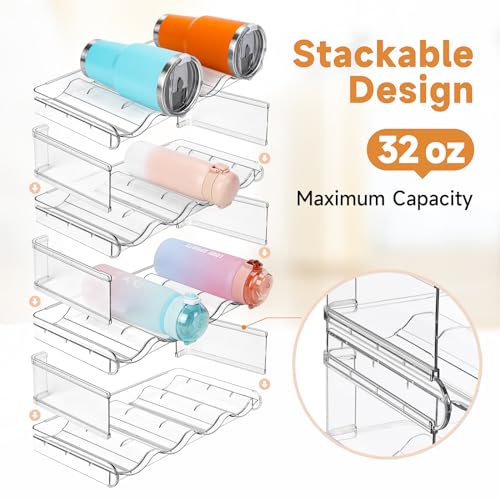 spospo Water Bottle Organizer 4 Tier Large Compartment Water Bottle Holder | Clear Water Bottle Organizer for Cabinet, Bottle Rack for Kitchen Organization and Storage - Hold 16 Bottles - size: 4 Pack